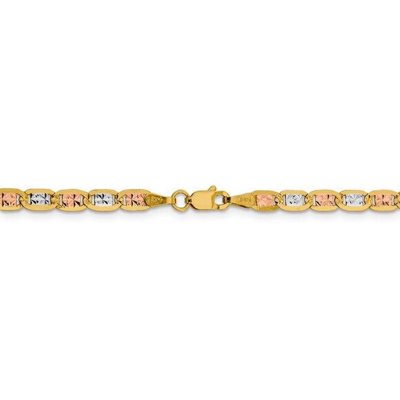 3.75mm 14k Gold Tri-Color Solid Fancy Anchor Chain Necklace, 16 Inch